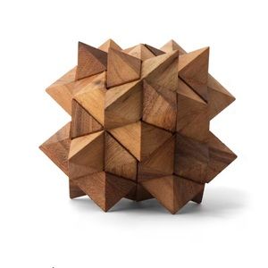 24 piece dark stained giant wood star puzzle star decor monkey pod games